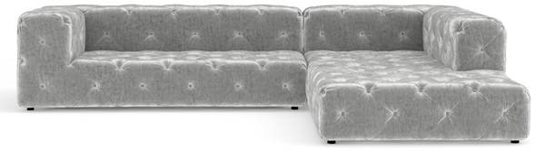 Ecksofa Cosimo Hellgrau - Ecke davorstehend rechts - Ottomane davorstehend rechts