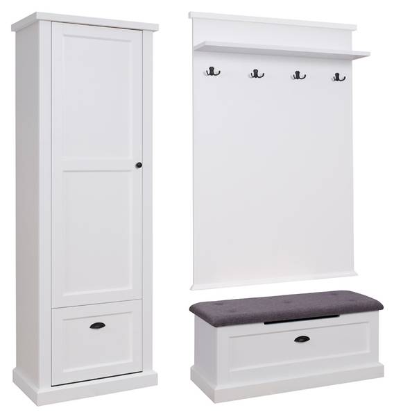 Garderoben-Set GALINEO 3-teilig Braun - Weiß - Stahl - 172 x 200 x 42 cm