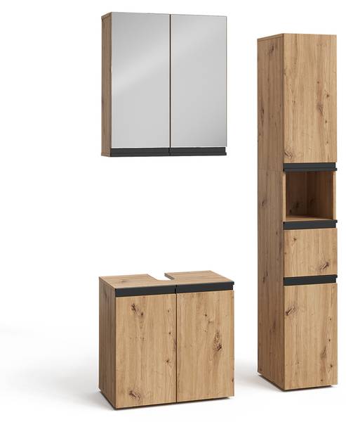 Badmöbel-Set Torren 59595 3er Set Braun - Holzwerkstoff - 60 x 58 x 35 cm