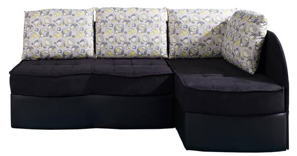 Ecksofa Pokusa Schwarz - Gelb - Ecke davorstehend rechts