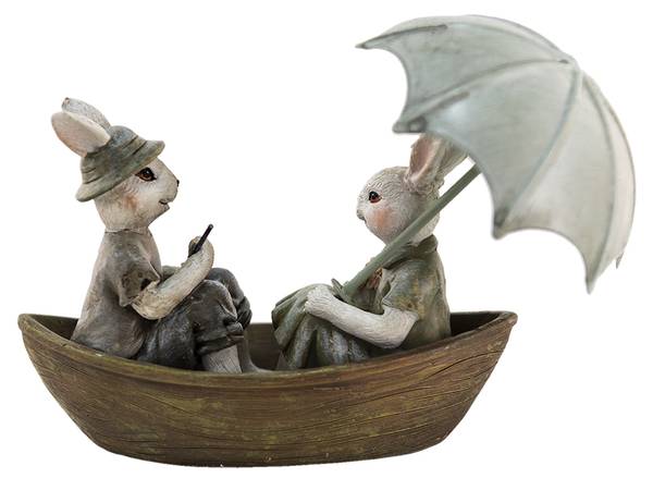Figur Kaninchen DekoEaster-Jace Grün - Kunststoff - 10 x 12 x 14 cm