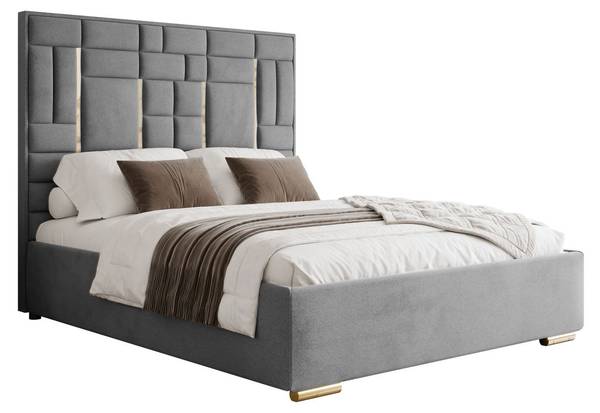 Continentaal bed BRIGITTE grijs - Ligoppervlak breedte: 160 cm