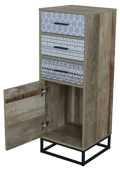 MAILBOX Kommode Schwarz - Braun - Weiß - Holzwerkstoff - 40 x 106 x 38 cm
