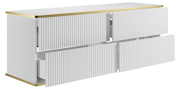 Waschbeckenunterschrank KELIZA Weiß - Holz teilmassiv - 150 x 54 x 47 cm