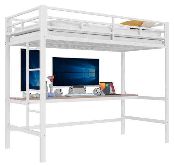 Hochbett Markus Weiß - Holzwerkstoff - Metall - 95 x 183 x 204 cm