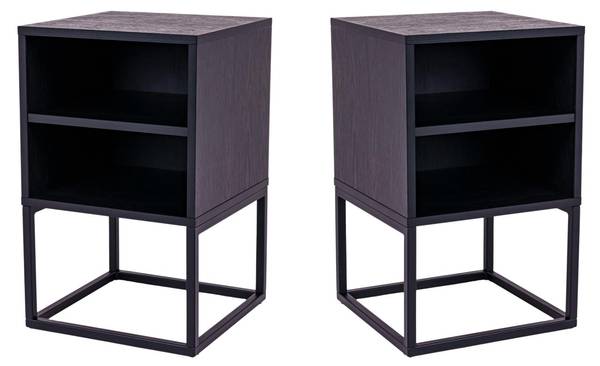 Nachttisch/Beistelltisch Schwarz - Stahl - 40 x 65 x 40 cm
