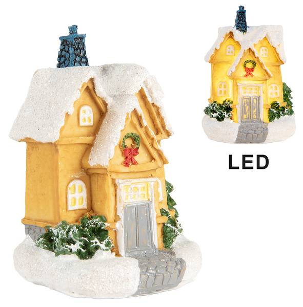 Haus mit LED Mainz Gelb - Kunststoff - 6 x 9 x 6 cm