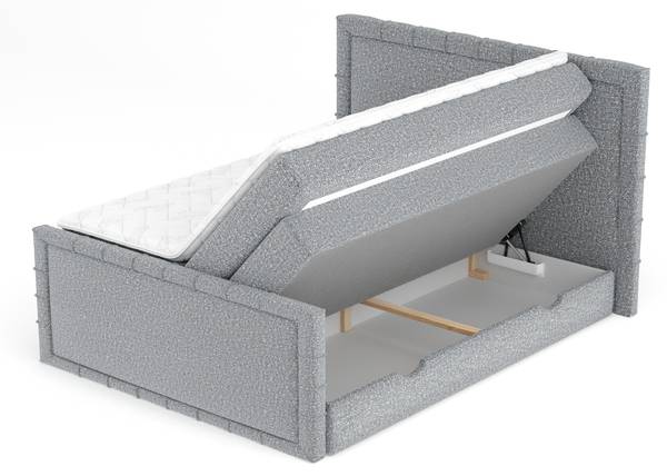 Boxspringbed Estelle grijs - Ligoppervlak breedte: 200 cm