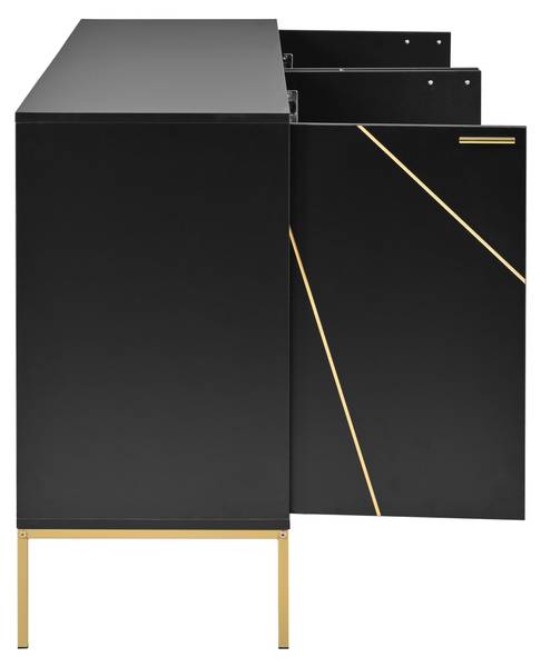 Sideboard EveDiana Ⅱ Schwarz - Holzwerkstoff - Metall - 150 x 80 x 40 cm