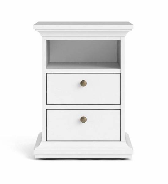 Nachttisch Venedig Weiß - Holz teilmassiv - 44 x 59 x 40 cm