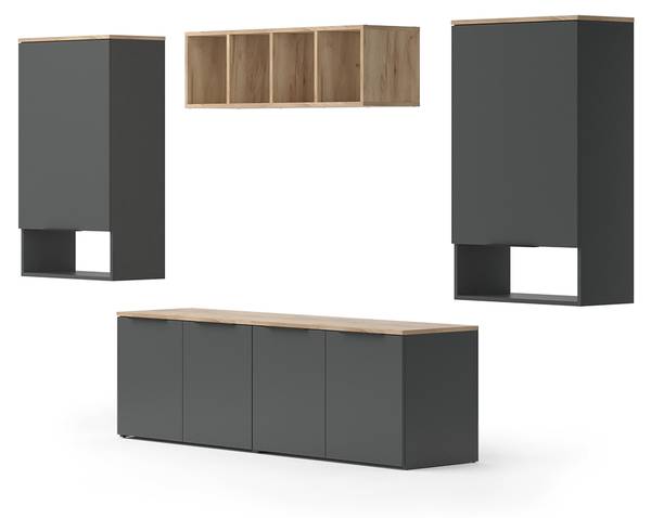 Wohnwand Wido 49801 Anthrazit - Eiche Sonoma Dekor