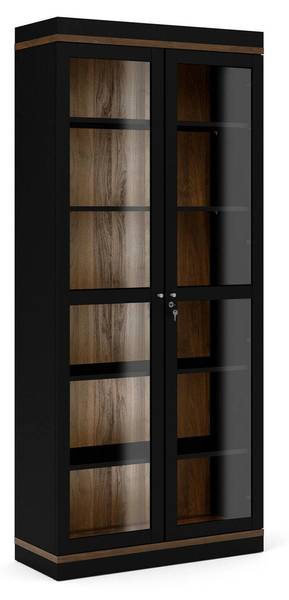 Vitrine Axinte Schwarz - Holzwerkstoff - 36 x 200 x 89 cm