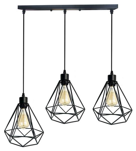 Pendelleuchte Aten Schwarz - Metall - 20 x 65 x 23 cm