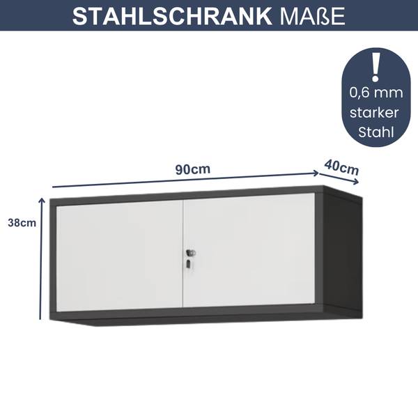 Schrankerweiterung für Aktenschrank Grau - Stahl - 90 x 38 x 40 cm