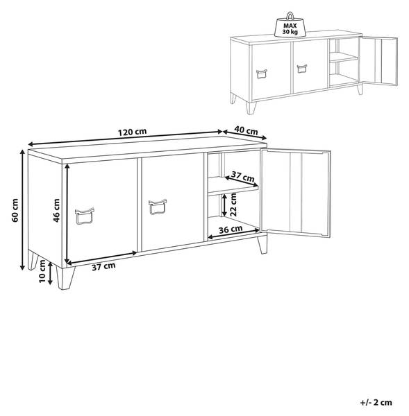 Armoire de bureau CARDIFF Rouge - Métal - 120 x 60 x 40 cm