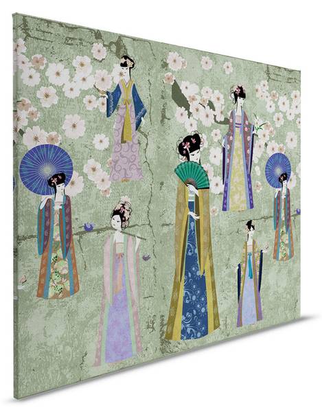 Leinwandbild Kimono 1 Grün - Textil - 50 x 40 x 2 cm