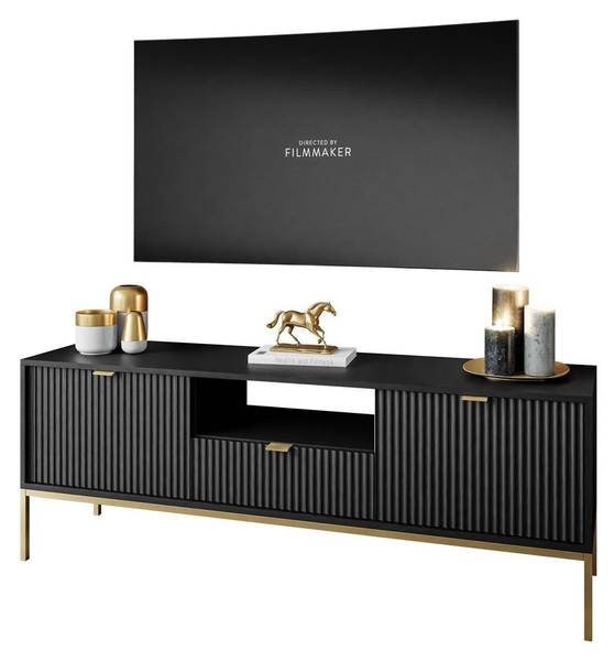RTV-Schrank CORTADO Schwarz - Gold