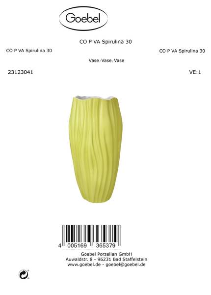 Vase Spirulina Grün - Porzellan - 16 x 30 x 16 cm