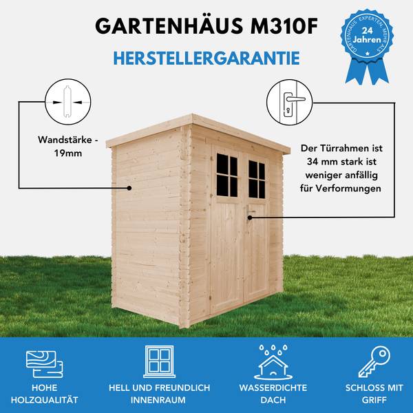 Gartenhaus M310F Beige - Fichte - 235 x 200 x 130 cm