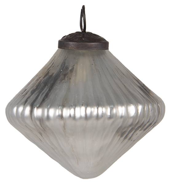 Kerstbal Winter 37219 zilver - glas - 6 x 6 x 6 cm