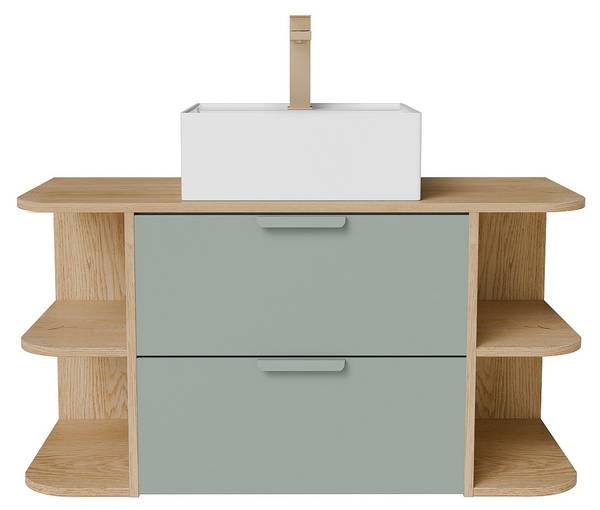Einzelwaschtisch AVORELI Braun - Grün - Holz teilmassiv - 100 x 50 x 46 cm