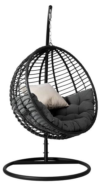 Hängesessel Amara Beige - Schwarz - Grau - Metall - 111 x 195 x 105 cm