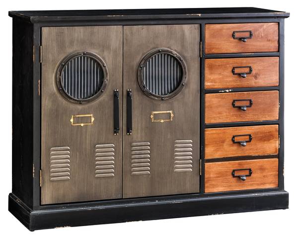 Sideboard NAUTILUS Schwarz - Braun - Grau - Kristallglas - 105 x 79 x 32 cm