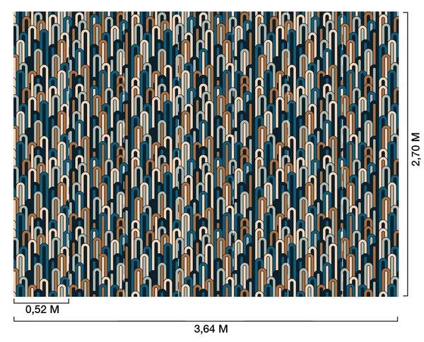 Tapete labyrinth Blau - Papier - 364 x 270 x 1890 cm