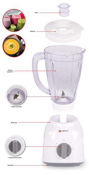 Mixer MEARHO11360001 Weiß - Kunststoff - 19 x 37 x 20 cm