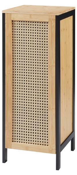 Panier à linge Tervola Beige - Noir - Bambou - Bois manufacturé - 30 x 80 x 30 cm