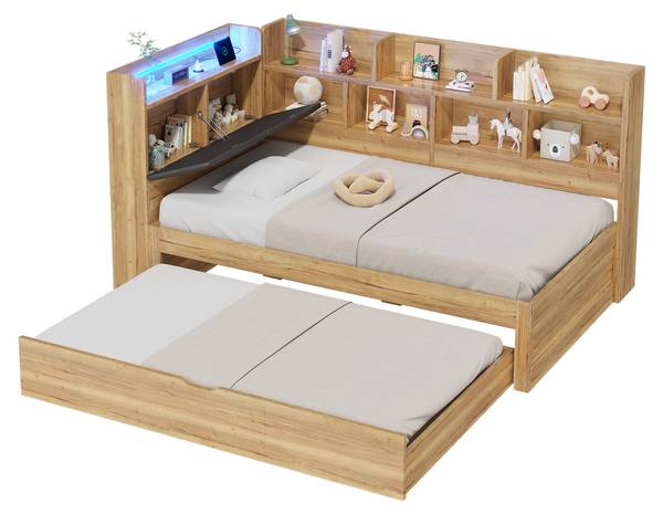 Kinderbed GLOWMU Ⅰ bruin - plaatmateriaal op houtbasis - 110 x 91 x 224 cm