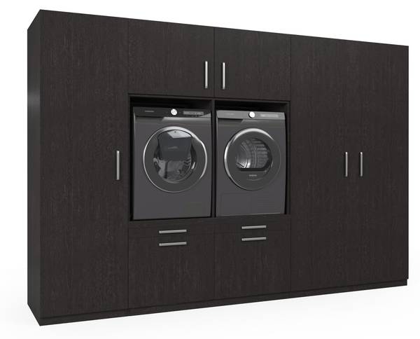 Waschmaschinenschrank Johannesburg Schwarz - Holzwerkstoff - 313 x 211 x 70 cm