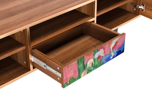 TV-Lowboard T6 Walnuss Pink - Holzwerkstoff - 170 x 59 x 41 cm