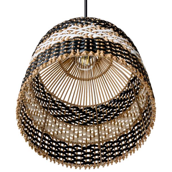 Pendelleuchten TURABO Schwarz - Blau - Weiß - Rattan - 29 x 155 x 29 cm