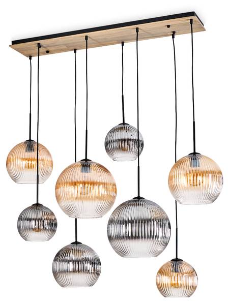 Deckenleuchte Cesaro Grau - Orange - Kiefer - Aluminium - Klarglas - 37 x 37 x 100 cm