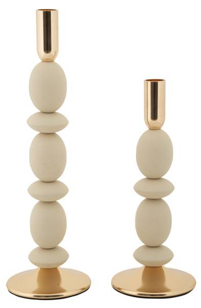 Lot de 2 porte-bougies Shuttle C Beige - Métal - 10 x 34 x 10 cm