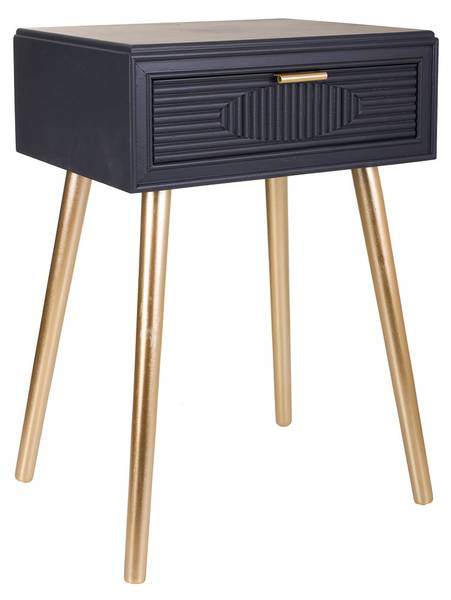 Nachttisch Nia Grau - Holz teilmassiv - 47 x 67 x 39 cm