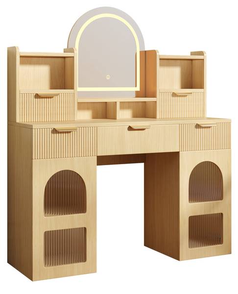 Schminktisch mit Spiegel NaturGLOW Holz