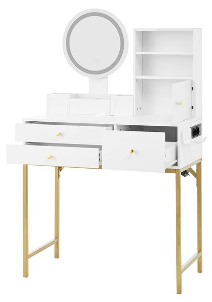 Schminktisch mit Spiegel DianaGLOW Ⅴ Weiß - Holzwerkstoff - 40 x 134 x 80 cm