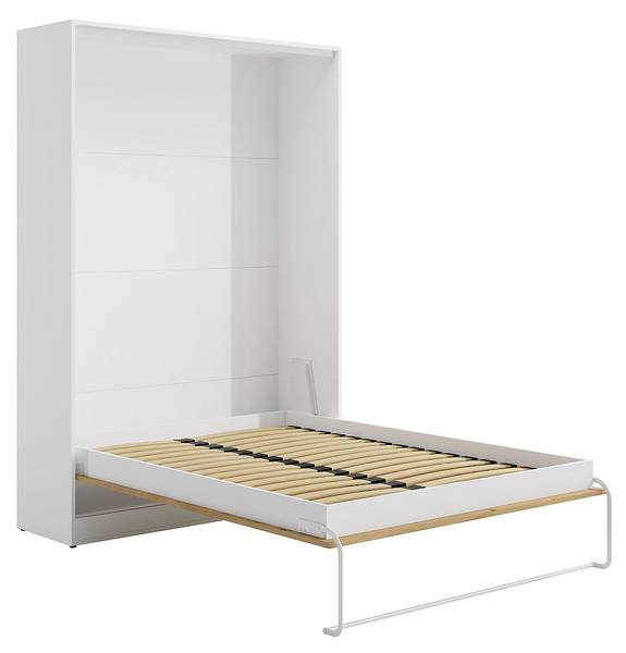 Lit escamotable BEGANIO Beige - En partie en bois massif - 239 x 225 x 159 cm