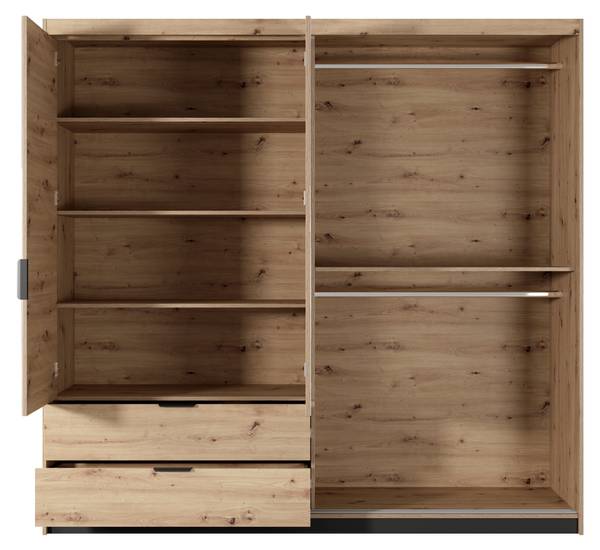 Kledingkast Napoli grijs - plaatmateriaal op houtbasis - 220 x 211 x 60 cm