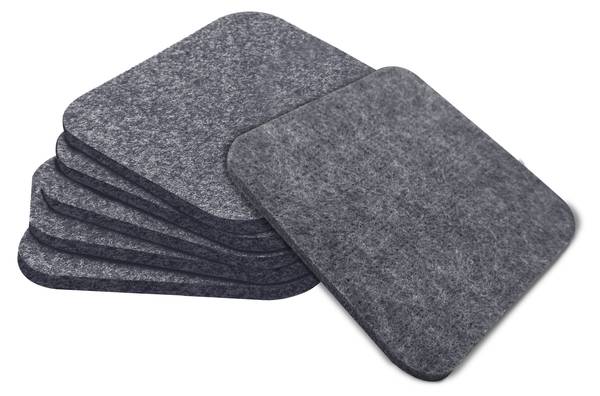 Filzuntersetzer QG 6er-Set Grau - Polyester - 16 x 1 x 16 cm