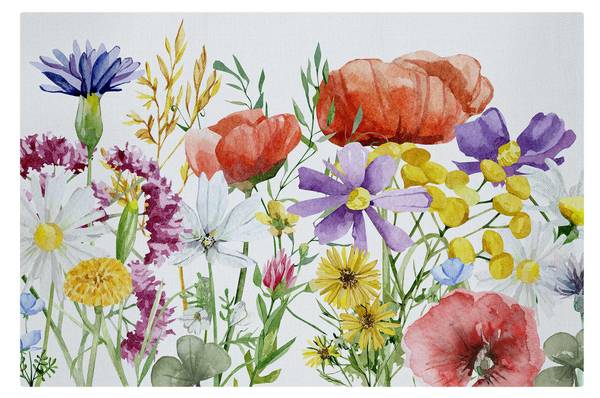 Akustikbild Aquarellierte Blumen 210 x 140 cm