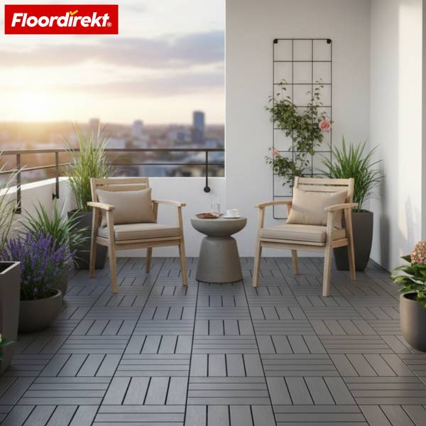 Terrassenfliese Elyse Grau - Polypropylen - 30 x 3 x 30 cm