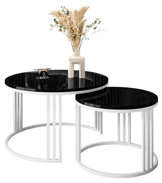 Couchtisch LORI Hochglanz Schwarz - Weiß