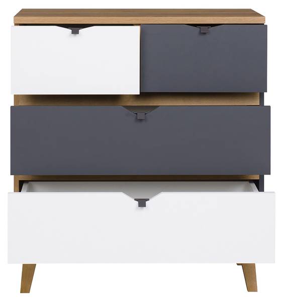 Kommode Memone 2 Braun - Grau - Weiß - Holzwerkstoff - 81 x 90 x 40 cm
