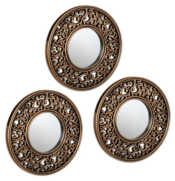 103272 3-er Set Schwarz - Gold - Glas - Kunststoff - 28 x 7 x 30 cm
