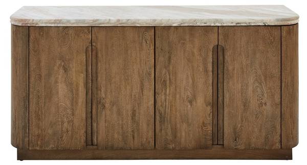Dressoir BUREN beige - massief hout - 43 x 80 x 162 cm