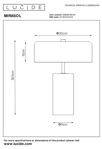 Tischlampe MIRASOL Weiß - Marmor - 25 x 37 x 25 cm