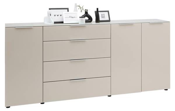 Sideboard SIENA Beige - Holzwerkstoff - Glas - 226 x 99 x 40 cm